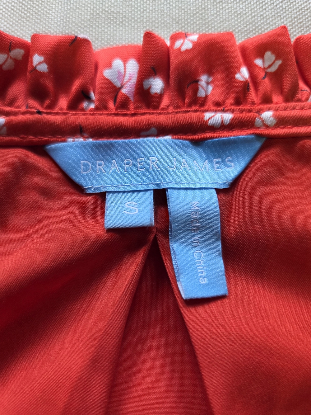 Draper James Red Floral Mini Dress Tie Waist Puff Sleeve Small - Picture 6 of 8